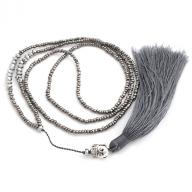 Necklace Budha tassel gray