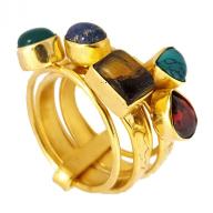 Bronze ring 5 semiprecious stones