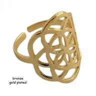 Ring bronze Flower Of Life gold plated