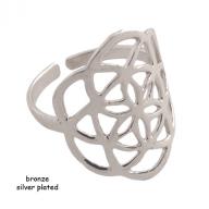 Ring bronze Flower Of Life silver plated
