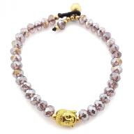 Bracelet brass tan silver Budha