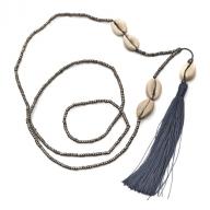 Necklace Shell tassel gray