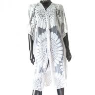 Long kaftan flower white