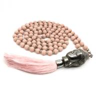 Necklace Budha pink wood