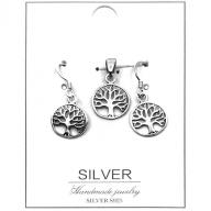 silver 925 tree of life earring set