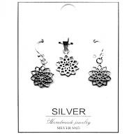 silver 925 flower of life earring set