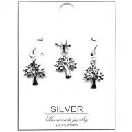 silver 925 tree of life earring set